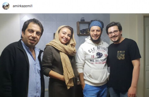 «جواد عزتی» و همسرش در کنار امیر کاظمی /عکس